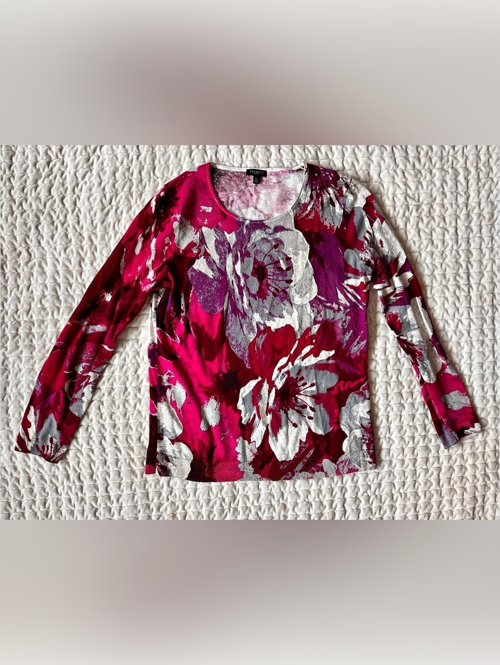 Talbots Floral Knit Sweater Size Small Petite EUC